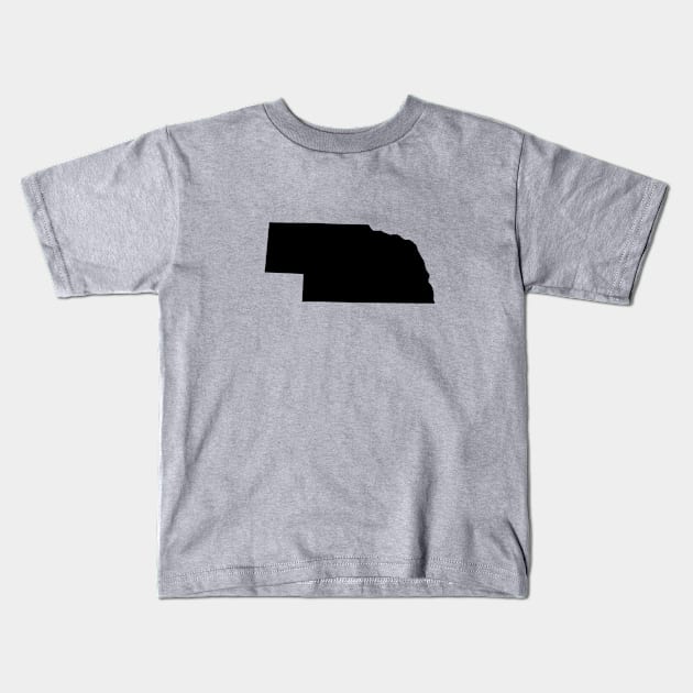 Nebraska Black Kids T-Shirt by AdventureFinder